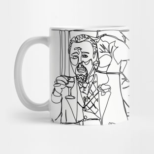 Leo Drinking Wine Meme Minimal Line Art Mug